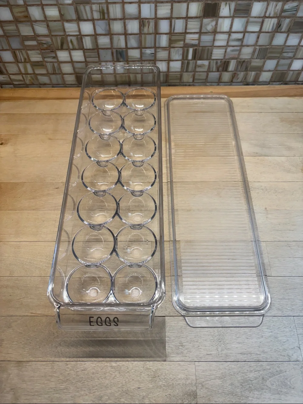 Clear Plastic Egg Storage Tray - 'EGGS' Label
